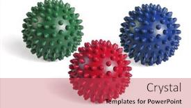  Presentation with christmas balls disco ball - Amazing PPT theme having colorful-massage-rubber-balls backdrop and a red colored foreground