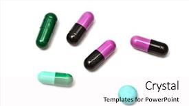 Presentation with medicines - PPT theme featuring colorful medicines isolated on white background background and a pink colored foreground