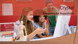  Presentation with tea samples - PPT layouts featuring colorful meeting - design team working at desk background and a red colored foreground