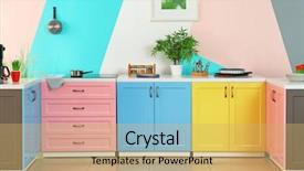  Presentation with kitchen - Cool new presentation theme with colorful modern kitchen interior backdrop and a yellow colored foreground