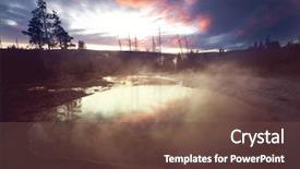  Presentation with hot spring - PPT theme enhanced with colorful morning glory pool - famous background and a tawny brown colored foreground