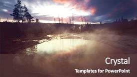  Presentation with hot spring - PPT theme consisting of colorful morning glory pool - famous background and a tawny brown colored foreground