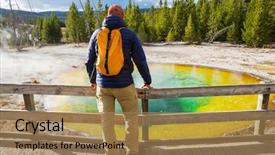  Presentation with hot spring - Presentation theme having colorful morning glory pool - famous background and a coral colored foreground