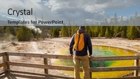  Presentation with hot spring - Colorful slides enhanced with colorful morning glory pool - famous backdrop and a light gray colored foreground