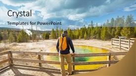 Presentation with hot spring - Audience pleasing slides consisting of colorful morning glory pool - famous backdrop and a light blue colored foreground