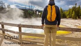  Presentation with hot spring - Audience pleasing slides consisting of colorful morning glory pool - famous backdrop and a coral colored foreground