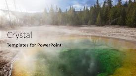  Presentation with hot spring - Theme having colorful-morning-glory-pool-famous background and a soft green colored foreground