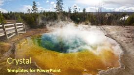  Presentation with hot spring - PPT layouts with colorful-morning-glory-pool-famous background and a tawny brown colored foreground