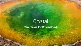  Presentation with yellowstone - Slides with colorful-morning-glory-pool-famous background and a forest green colored foreground