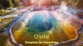  Presentation with hot spring - PPT theme having colorful-morning-glory-pool-famous background and a tawny brown colored foreground