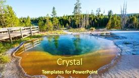  Presentation with hot spring - PPT layouts having colorful-morning-glory-pool-famous background and a tawny brown colored foreground