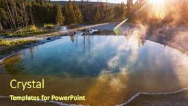  Presentation with yellowstone - Presentation theme with colorful-morning-glory-pool-famous background and a tawny brown colored foreground