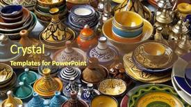  Presentation with pottery - Slides enhanced with colorful moroccan pottery on the market background and a tawny brown colored foreground