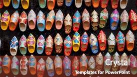  Presentation with moroccan - Audience pleasing slide set consisting of colorful moroccan slippers the famous artigianal handmade babouches marocaines backdrop and a tawny brown colored foreground