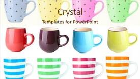  Presentation with collage - Colorful slide deck enhanced with colorful mugs isolated on white backdrop and a cream colored foreground