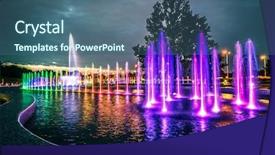  Presentation with colorful - Slides with colorful musical fountain in warsaw background and a ocean colored foreground