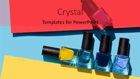  Presentation with nail - Presentation design featuring colorful-nail-polish background and a red colored foreground