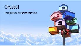  Presentation with football blue colors - PPT theme featuring colorful nesting boxes on blue background and a light gray colored foreground