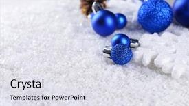  Presentation with christmas animated - Theme with colorful new year celebartion background glitter blue bauble - christmas composition on snow close-up background and a  colored foreground