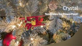  Presentation with christmas lights - PPT theme enhanced with colorful new year celebartion background glitter blue bauble - christmas lights and ornaments background and a  colored foreground