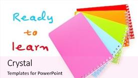  Presentation with white blank notebook silver - Slide set consisting of colorful notebooks isolated on white background and a lavender colored foreground