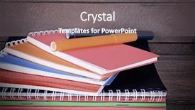  Presentation with colorful odontology mold - Slide set consisting of colorful notebooks on wooden background background and a gray colored foreground