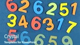  Presentation with school desk - Amazing PPT theme having colorful numbers on school desk background backdrop and a ocean colored foreground
