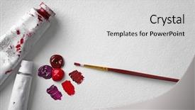  Presentation with paint brush - Slides having colorful oil paint tubes background and a light gray colored foreground