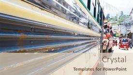  Presentation with school bus - Presentation theme with colorful-old-american-school-bus background and a  colored foreground