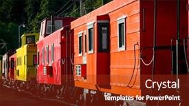  Presentation with rural - Amazing slide set having colorful-old-train-wagons backdrop and a tawny brown colored foreground