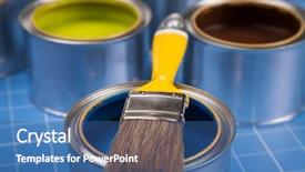  Presentation with paint brush - Beautiful PPT layouts featuring colorful paint can brush blue backdrop and a  colored foreground