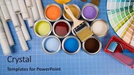  Presentation with paint brush brash and red - PPT layouts enhanced with colorful paint can brush blue background and a  colored foreground