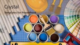  Presentation with football blue colors - Beautiful PPT layouts featuring colorful paint can brush blue backdrop and a  colored foreground