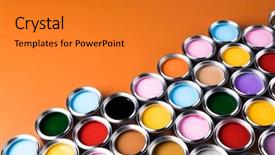  Presentation with paint - PPT layouts with colorful paint cans set background and a gold colored foreground