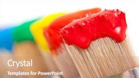  Presentation with paint brush - Cool new theme with colorful paint on different brush backdrop and a coral colored foreground
