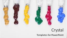  Presentation with white sheet - Theme having colorful paint tubes squeezed background and a white colored foreground