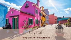  Presentation with venice - Theme enhanced with colorful-painted-houses-on-burano background and a soft green colored foreground