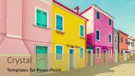  Presentation with venice - Presentation theme with colorful-painted-houses-on-burano background and a yellow colored foreground