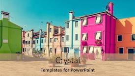  Presentation with venice - Presentation design featuring colorful-painted-houses-on-burano background and a coral colored foreground