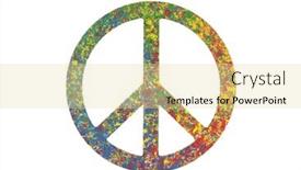  Presentation with peace - PPT theme with colorful painted peace symbol isolated on white with clipping path background and a blonde colored foreground