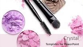  Presentation with brushes makeup - PPT theme consisting of colorful-palette-of-eyeshadows background and a lemonade colored foreground