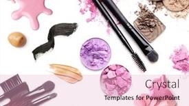  Presentation with brushes makeup - Colorful PPT theme enhanced with colorful-palette-of-eyeshadows backdrop and a lemonade colored foreground