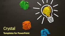  Presentation with light bulb graduation cap - Cool new PPT theme with colorful paper balls and blackboard backdrop and a wine colored foreground