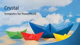  Presentation with boat - Amazing slides having colorful paper boats in summer backdrop and a light blue colored foreground