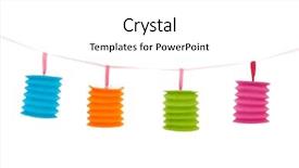  Presentation with lantern chinese - PPT theme consisting of colorful paper chinese lantern background and a white colored foreground