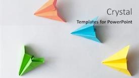  Presentation with business competition - Presentation theme with colorful-paper-plane-on-white background and a light gray colored foreground