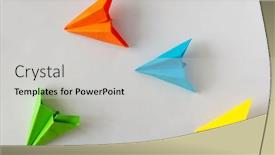  Presentation with business competition - Colorful presentation enhanced with colorful-paper-plane-on-white backdrop and a light gray colored foreground