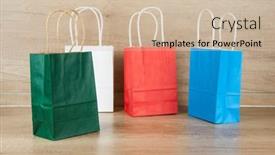  Presentation with floor - Cool new PPT layouts with colorful-paper-shopping-bags backdrop and a soft green colored foreground