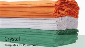  Presentation with indian flag - Amazing PPT theme having colorful papers representing indian flag backdrop and a seafoam green colored foreground