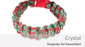  Presentation with paracord - Amazing slide set having colorful paracord survival bracelet using a cobra weave in a christmas colors cord backdrop and a light gray colored foreground